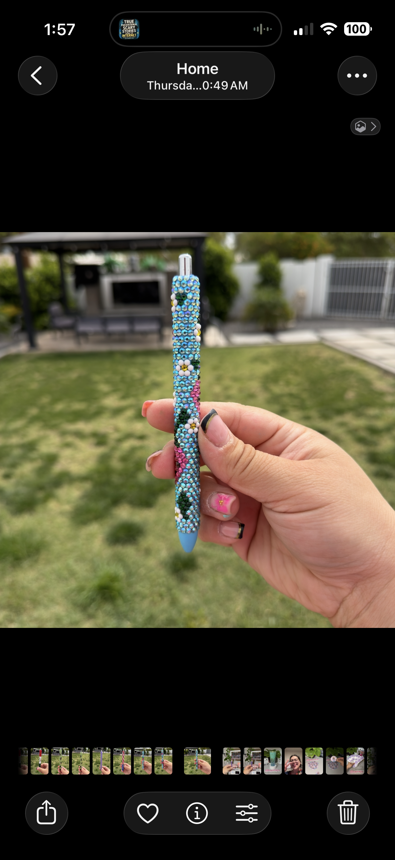Strawberry Floral Rhinestone Pen