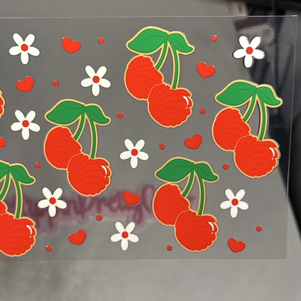 Cherry / Red Concha Cherries and flowers
