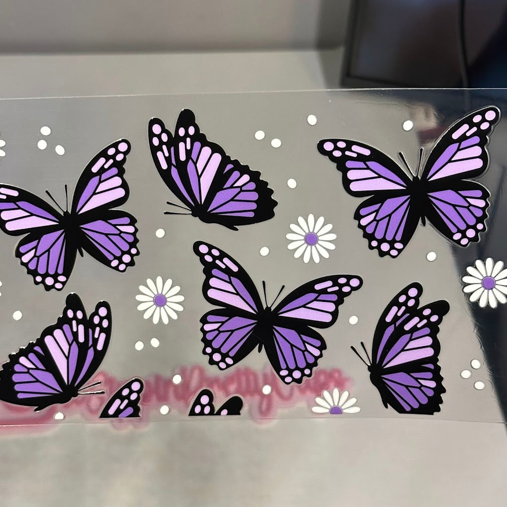 Butterflies / Purple Butterfly and white flower