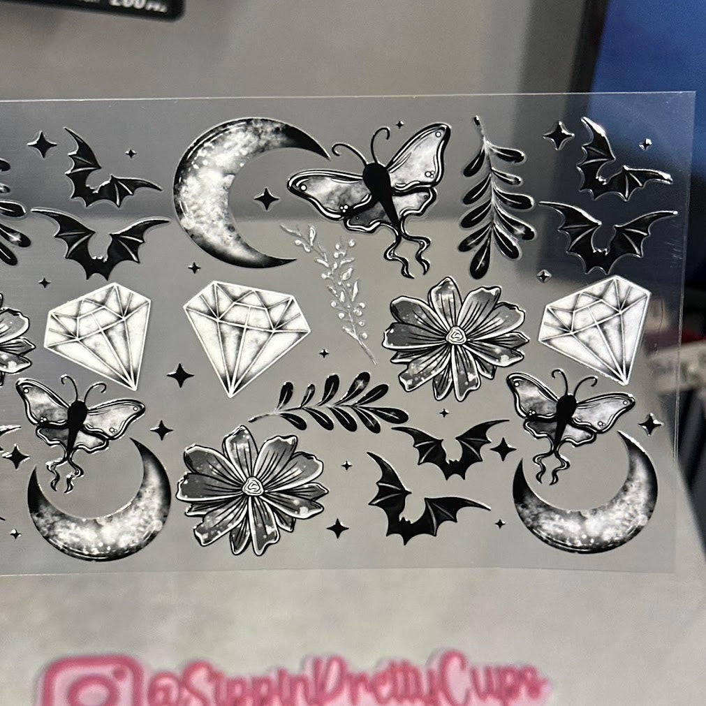 Halloween / Gothic moths and flowers