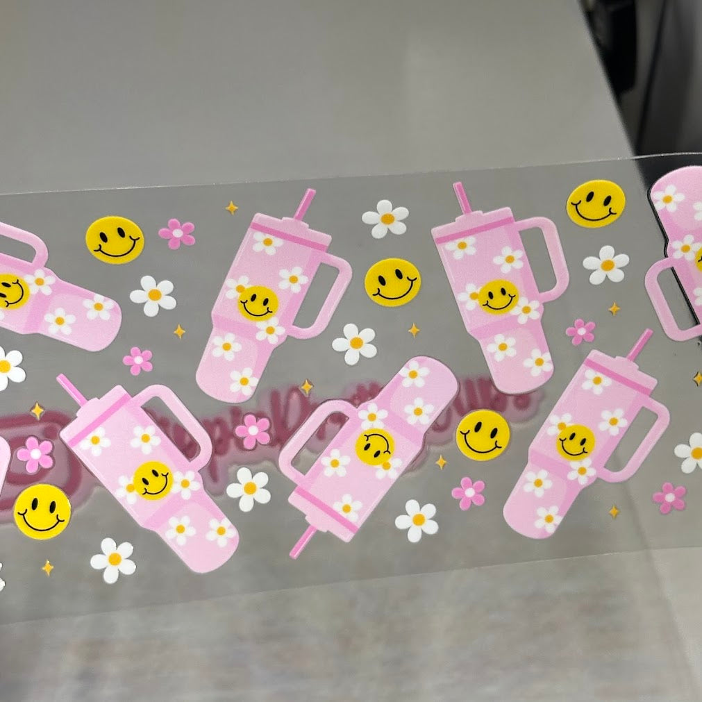 Girly / Pink Tumbler Smiley Faces