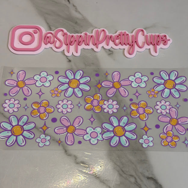 Flowers / Neon Flowers Blue Pink
