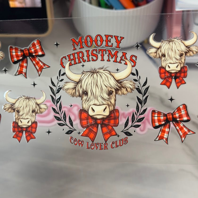 Christmas / Merry Christmas Cow Lover Club Red Platted Bows