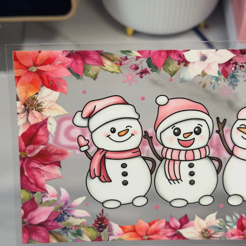 Christmas / Floral Border 4 Snowmen
