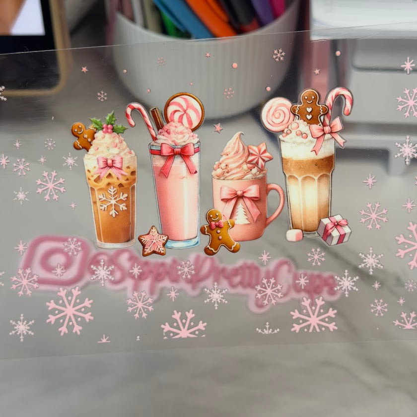 Christmas / Pink Coffee Pink Snowflakes