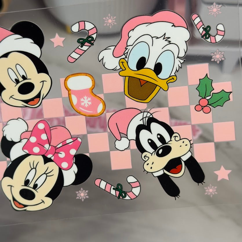 Christmas / Pink Checkered Mickey Mouse and Friends