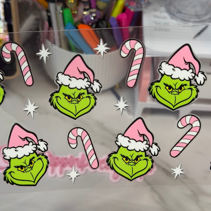 Christmas / Grinch Pink and White Candy Cane