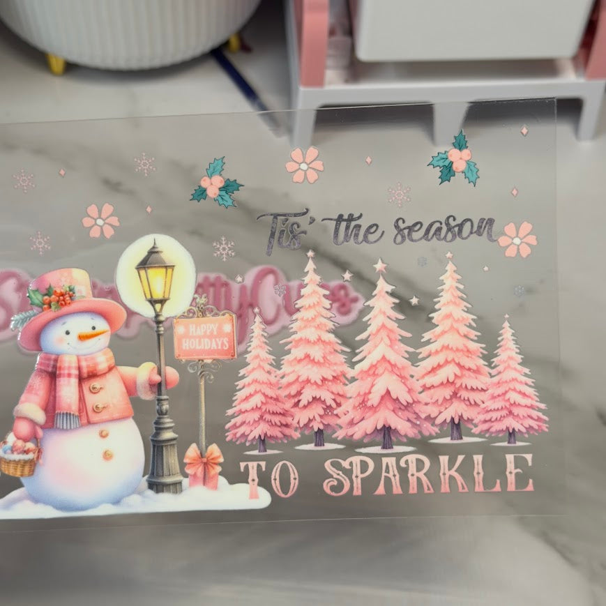 Christmas / Tis the Season Pink truck Snowman