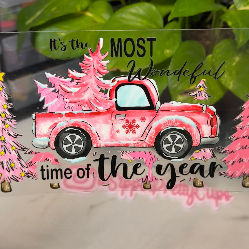 Christmas / Most Wonderful Time of Year Pink Truck