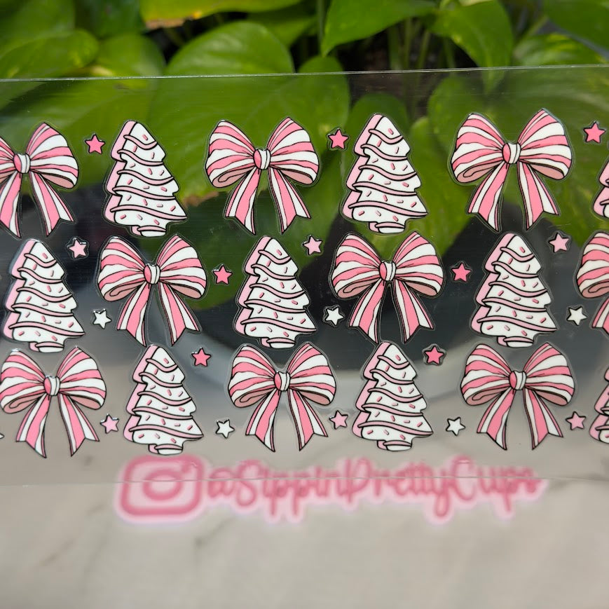 Christmas / Pink and White Tree and Bow