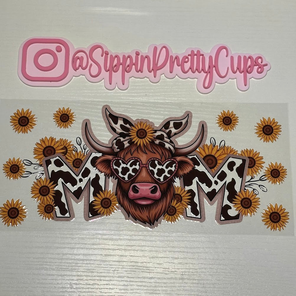 Western Sun Flower Cow Mom