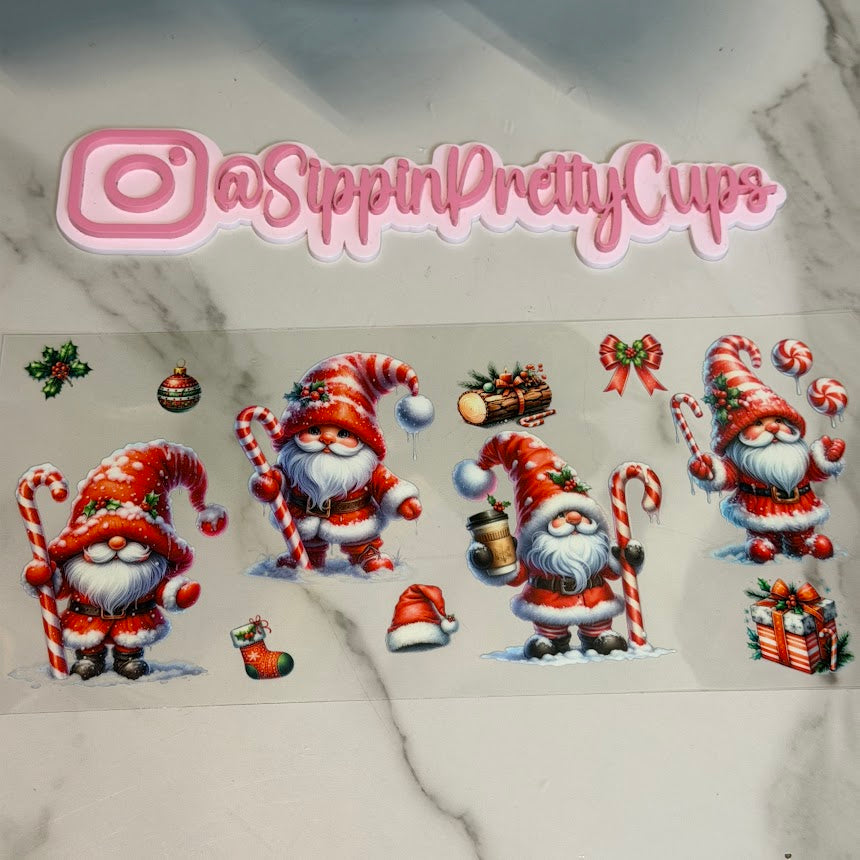 Christmas / Red Gnomes red candy cane and log