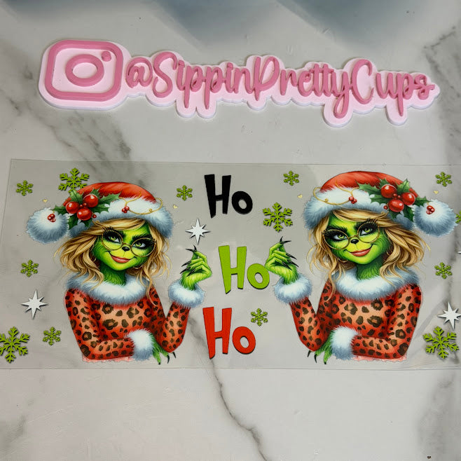 Christmas / Grinch Mama HO HO HO Red cheetah print