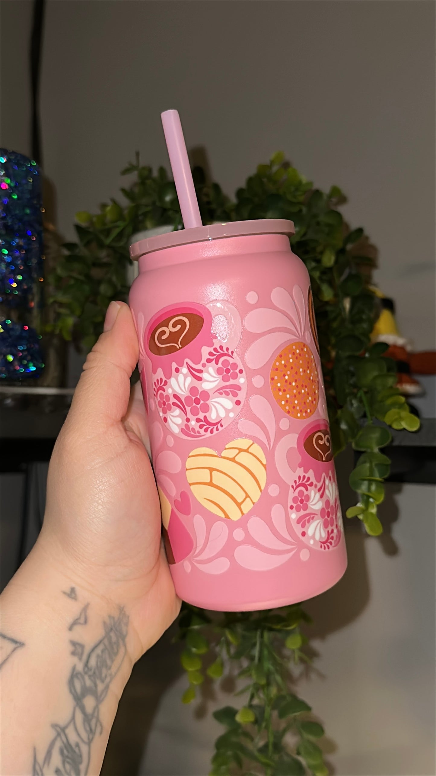 Stainless Steel Pink Mexican bread Talavera