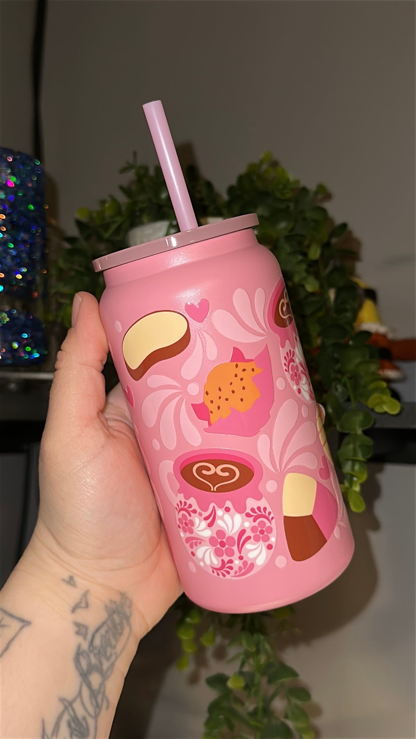 Stainless Steel Pink Mexican bread Talavera