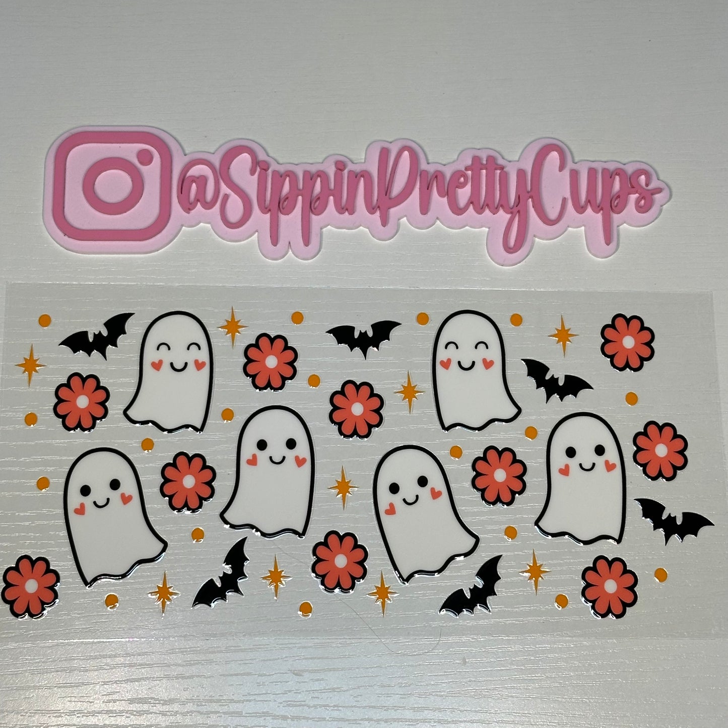 Halloween / Ghost and orange flowers