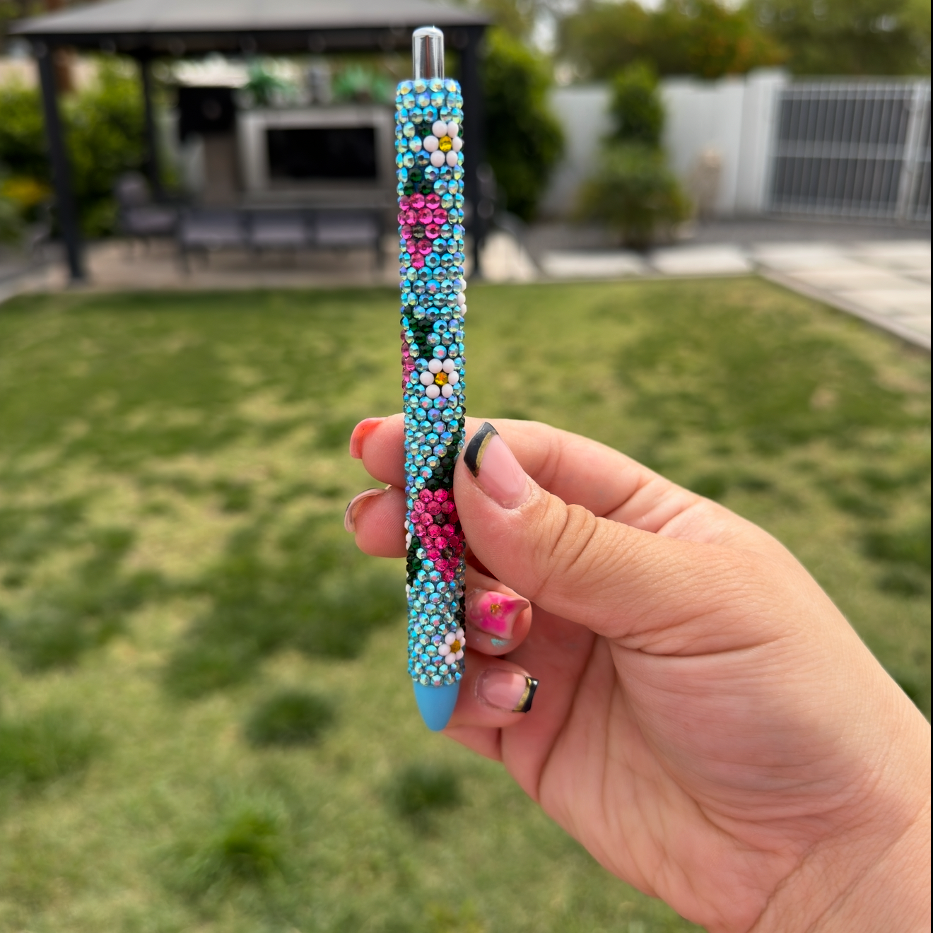 Strawberry Floral Rhinestone Pen