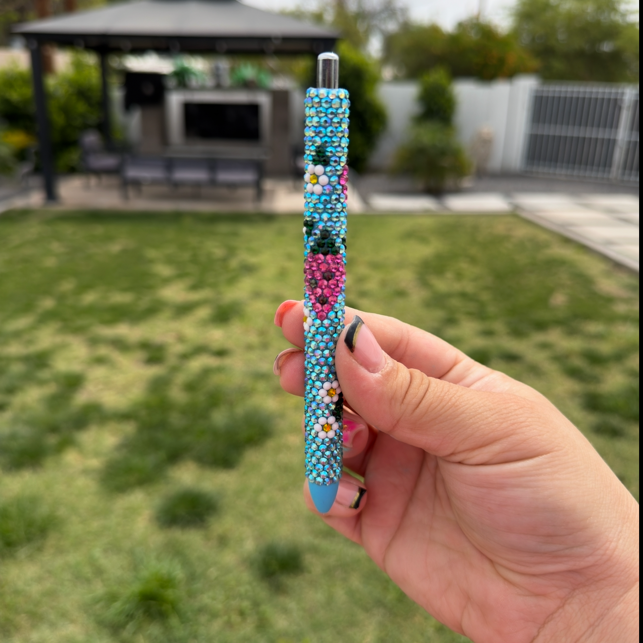 Strawberry Floral Rhinestone Pen