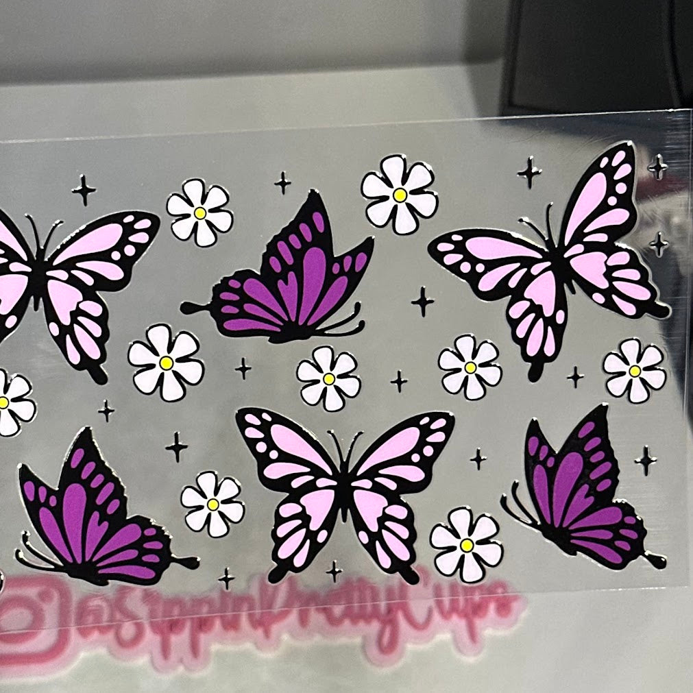 Butterflies / Purple butterfly and flowers