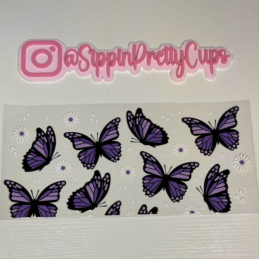 Butterflies / Purple Butterfly and white flower
