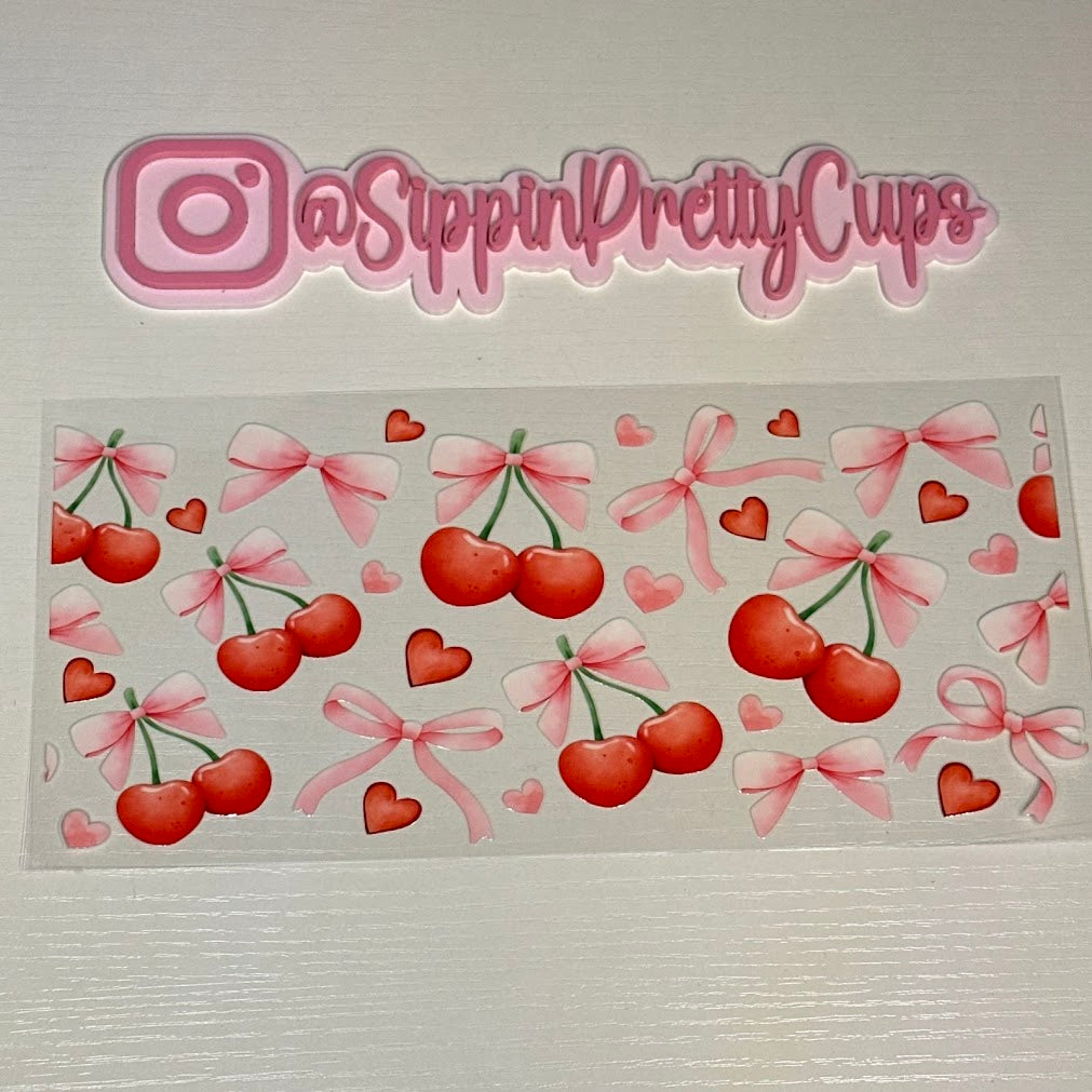 Cherry / Cherries and Pink Bows