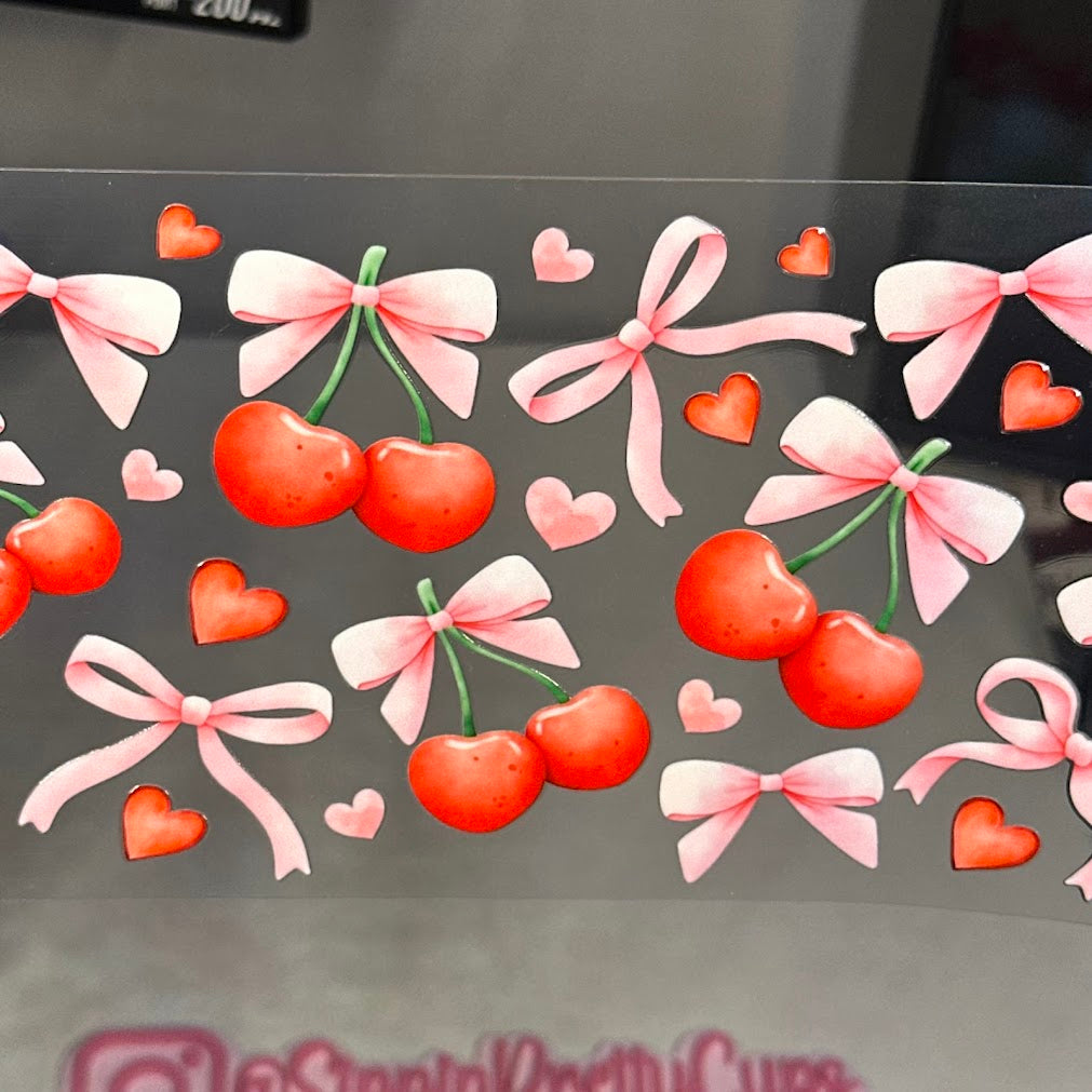 Cherry / Cherries and Pink Bows