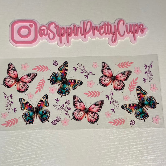 Butterflies / Pink and colorful and flowers