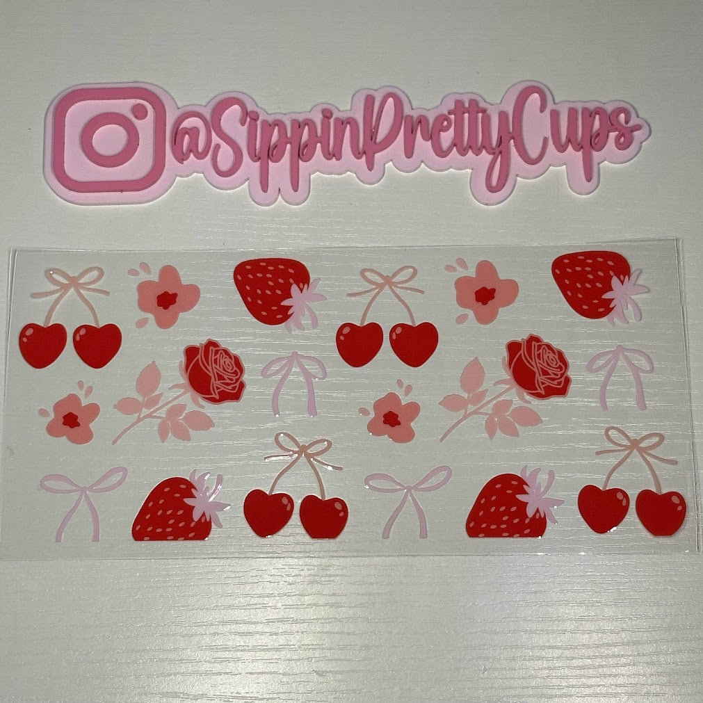 Cherry / Cherry bows, strawberries, and roses