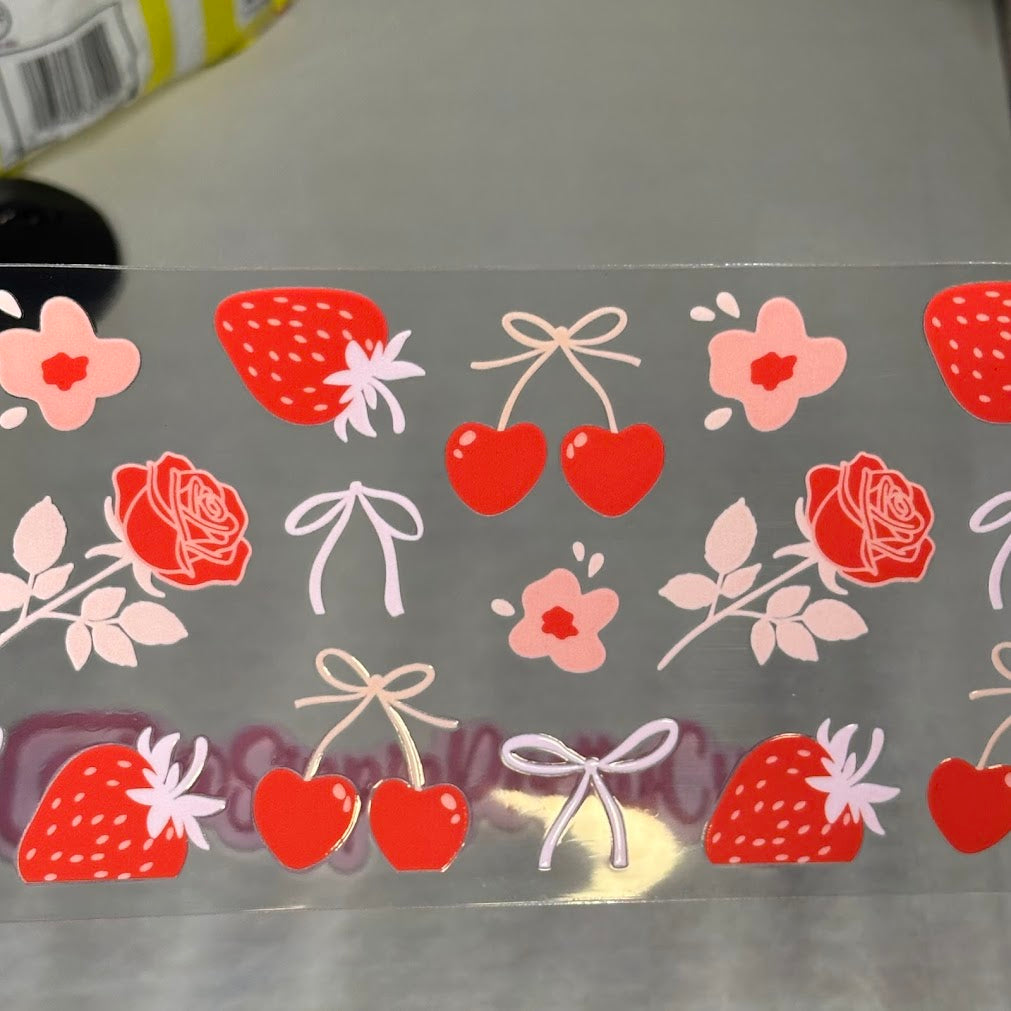 Cherry / Cherry bows, strawberries, and roses