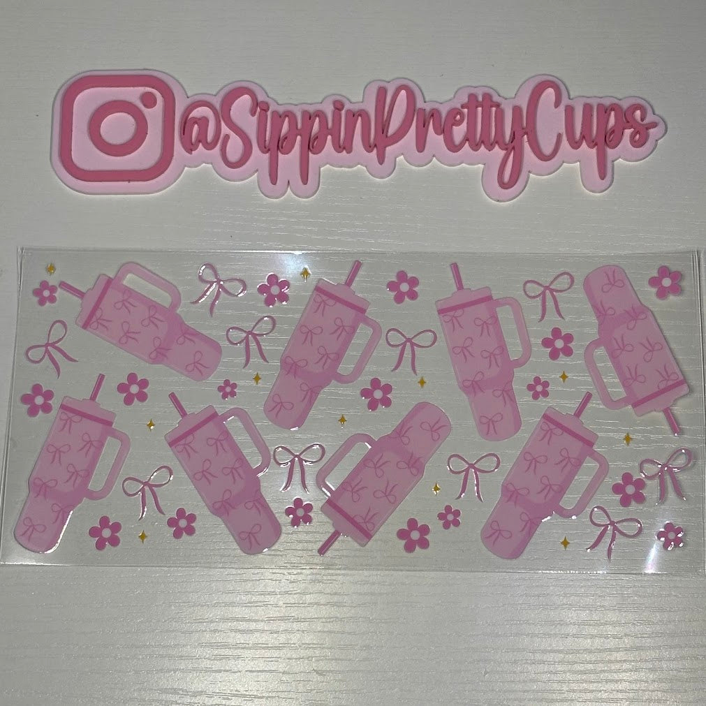 Girly / Pink Tumbler and bows