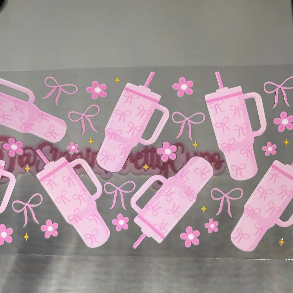 Girly / Pink Tumbler and bows