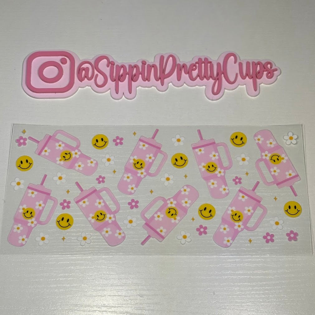 Girly / Pink Tumbler Smiley Faces