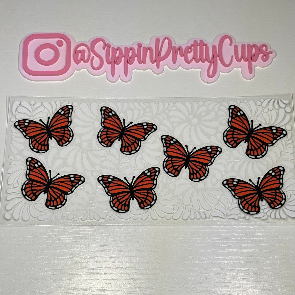 Butterfly / White talavera orange butterfly