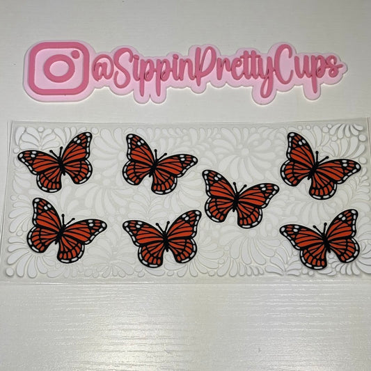 Butterfly / White talavera orange butterfly