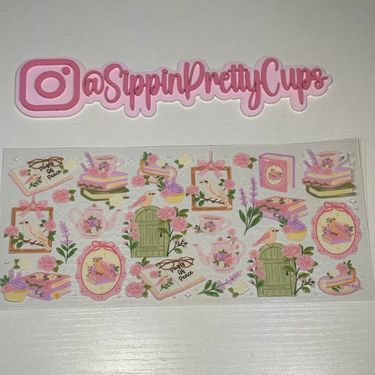 Girly / Cute Green Spring books, coffee, tea