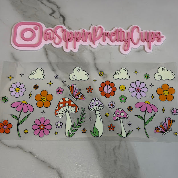 Boho / Boho Mushrooms flowers and Butterfly