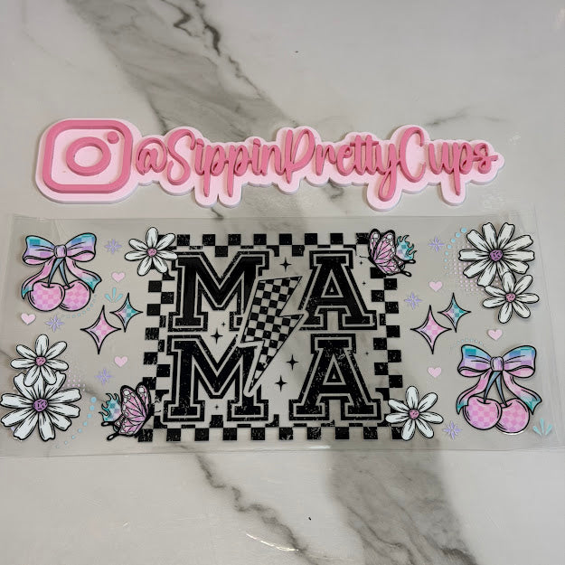Mom / Mama Checkered and Flowers