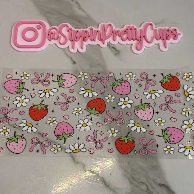 Strawberry / Strawberries and Bows with Flowers