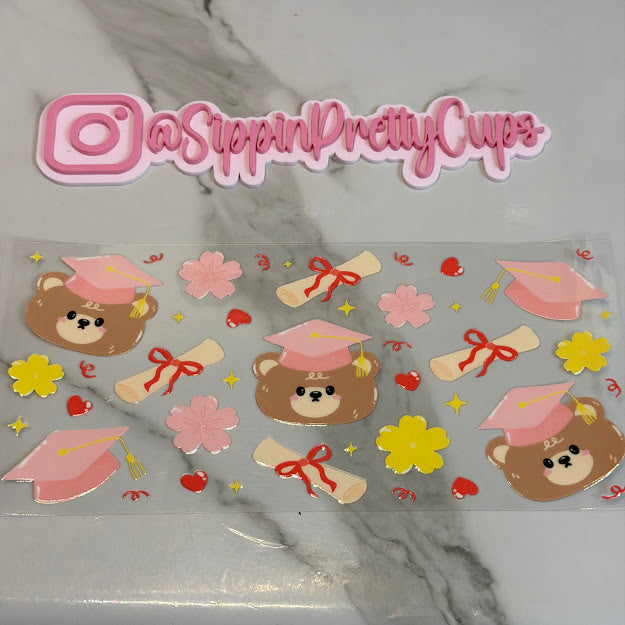 Graduation / Pink Graduation caps Teddy Bear diplomas