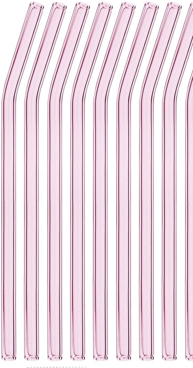 Blush Pink glass curved straw