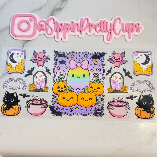 Halloween / Colorful Ghost and Bats