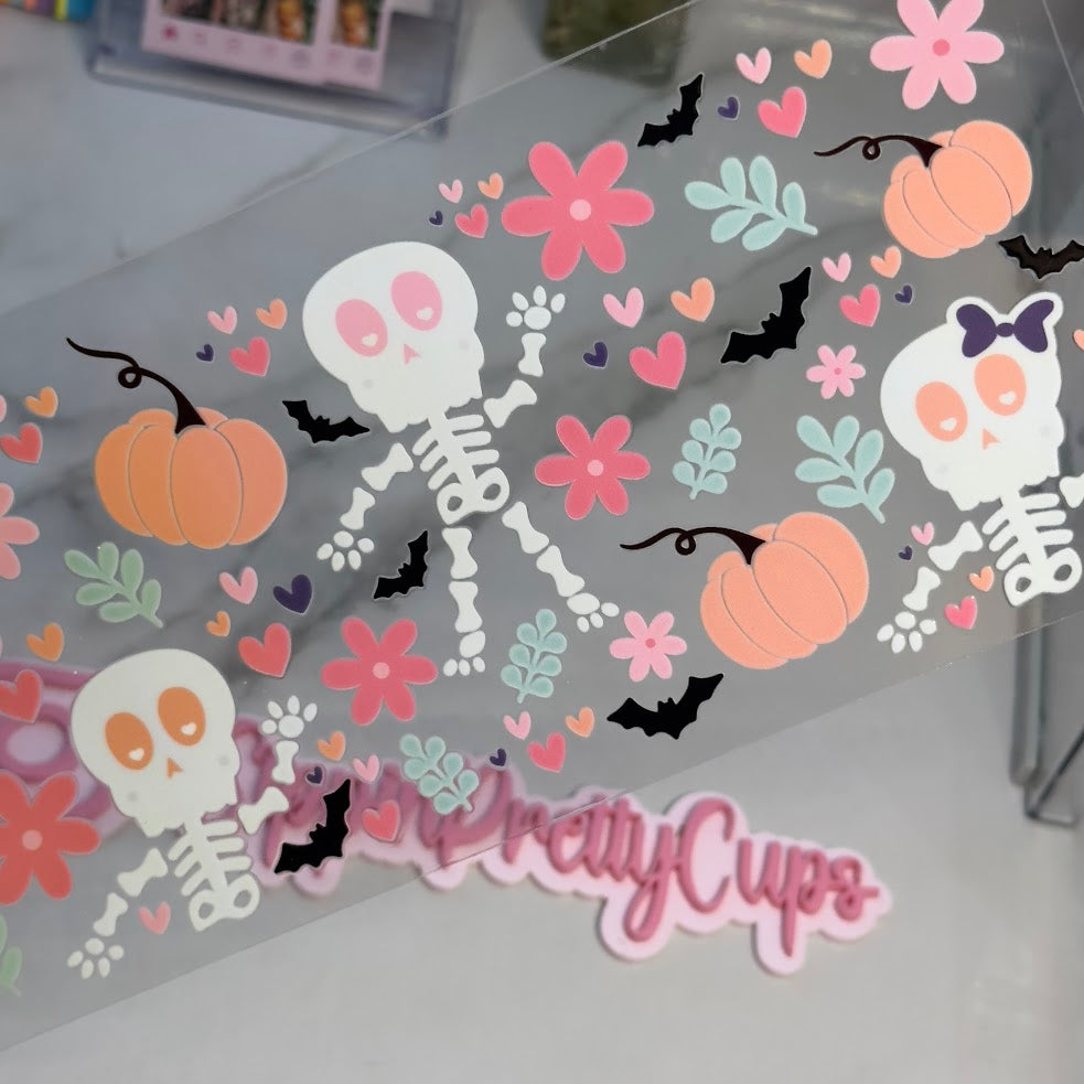 Halloween / Skeletons Pumpkins and Flowers