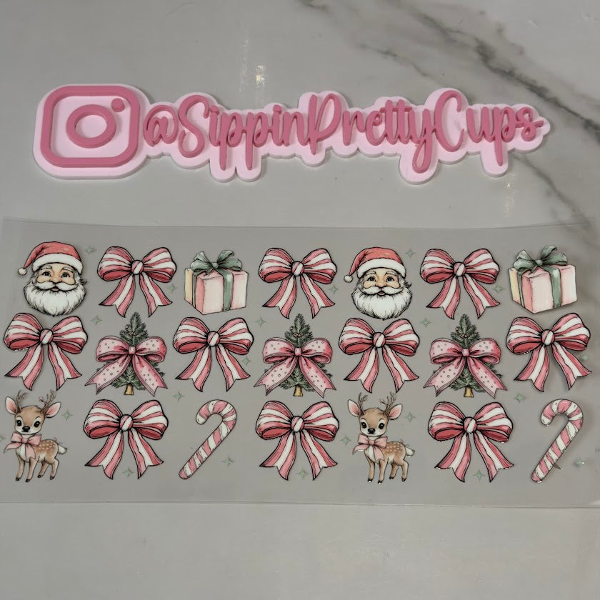 Christmas / Pink Santa , Presents, Tree, Candy & Deer