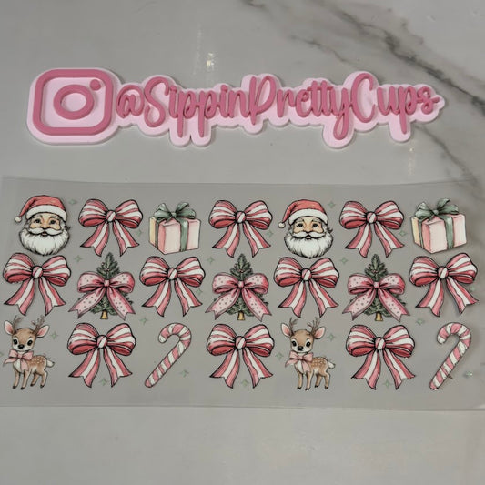 Christmas / Pink Santa , Presents, Tree, Candy & Deer