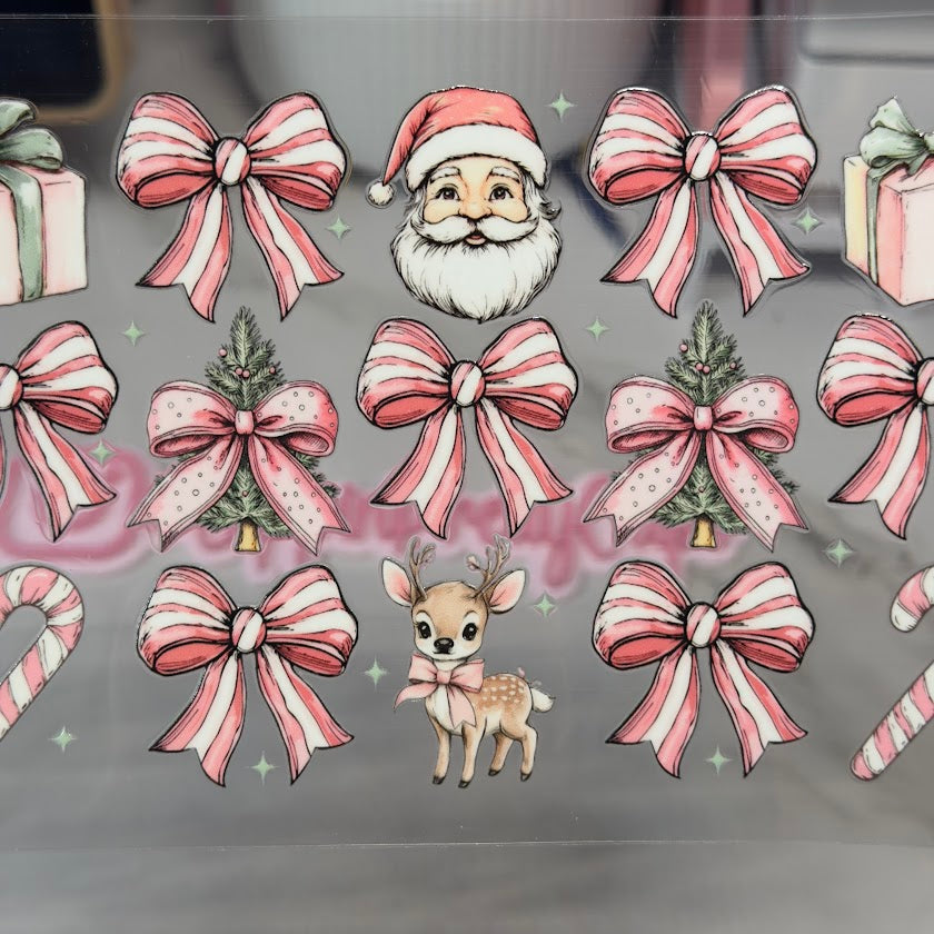 Christmas / Pink Santa , Presents, Tree, Candy & Deer