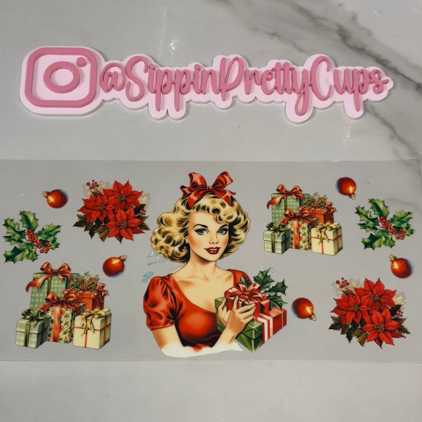 Christmas / Woman red bow presents