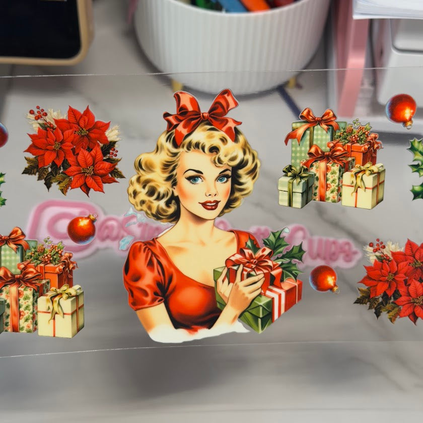 Christmas / Woman red bow presents