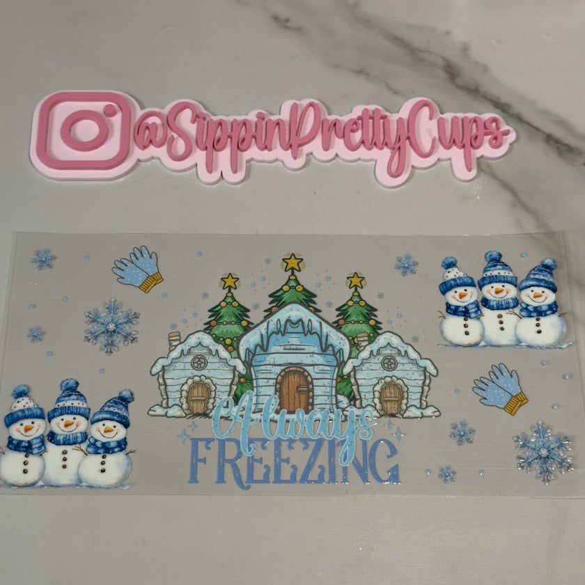 Christmas / Blue "Always Freezing" Snowmen and Flakes
