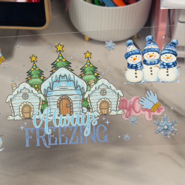 Christmas / Blue "Always Freezing" Snowmen and Flakes