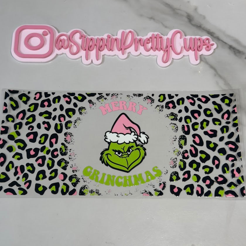 Christmas / Grinch Cheetah Print pink and green